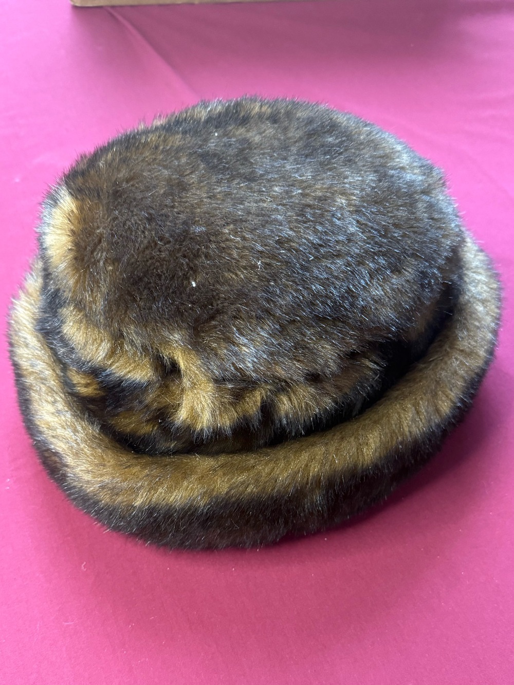 Classic Women's Faux Fur Pillbox Hat in Brown